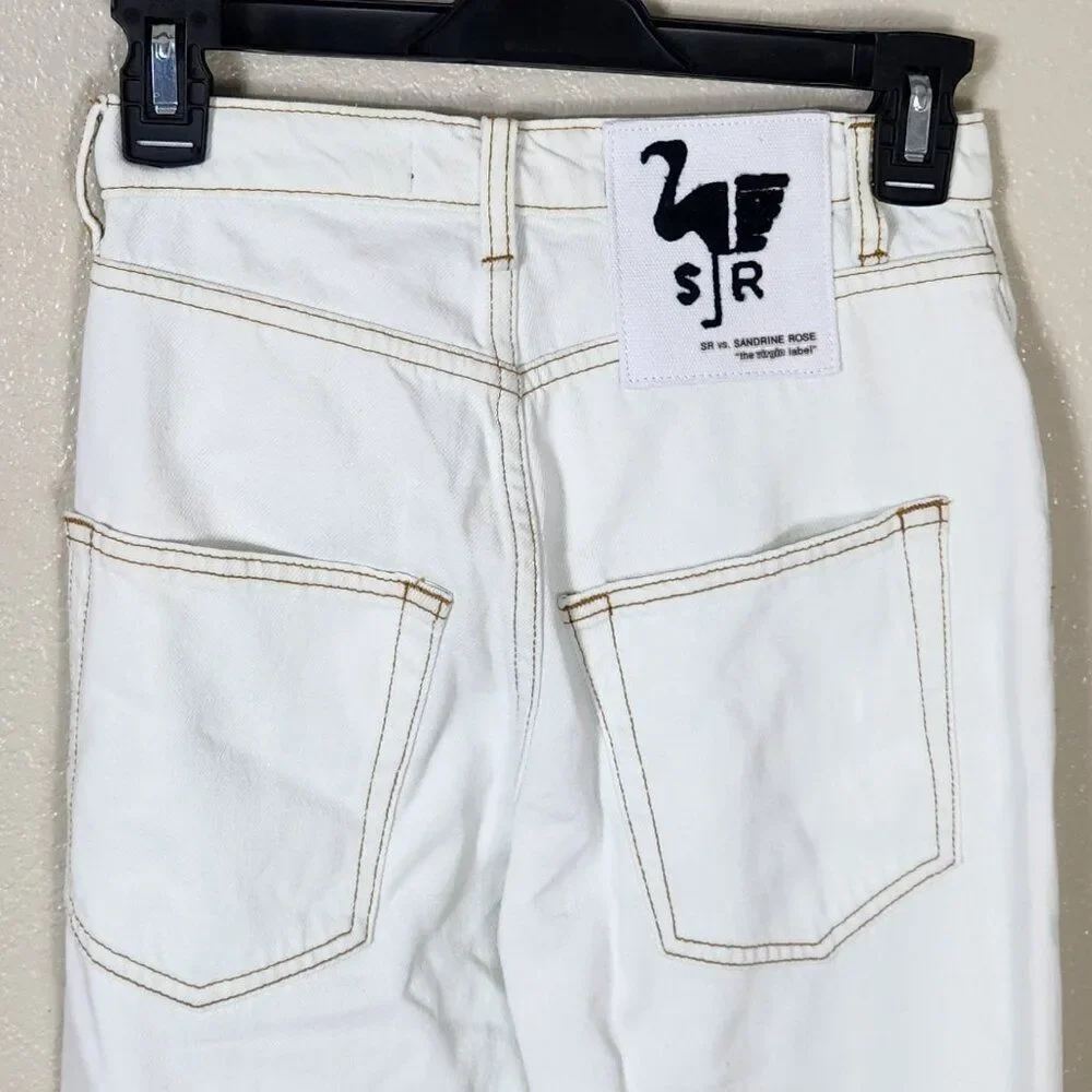 NWT Sandrine Rose X Free People White Straight Leg Jeans Size 24